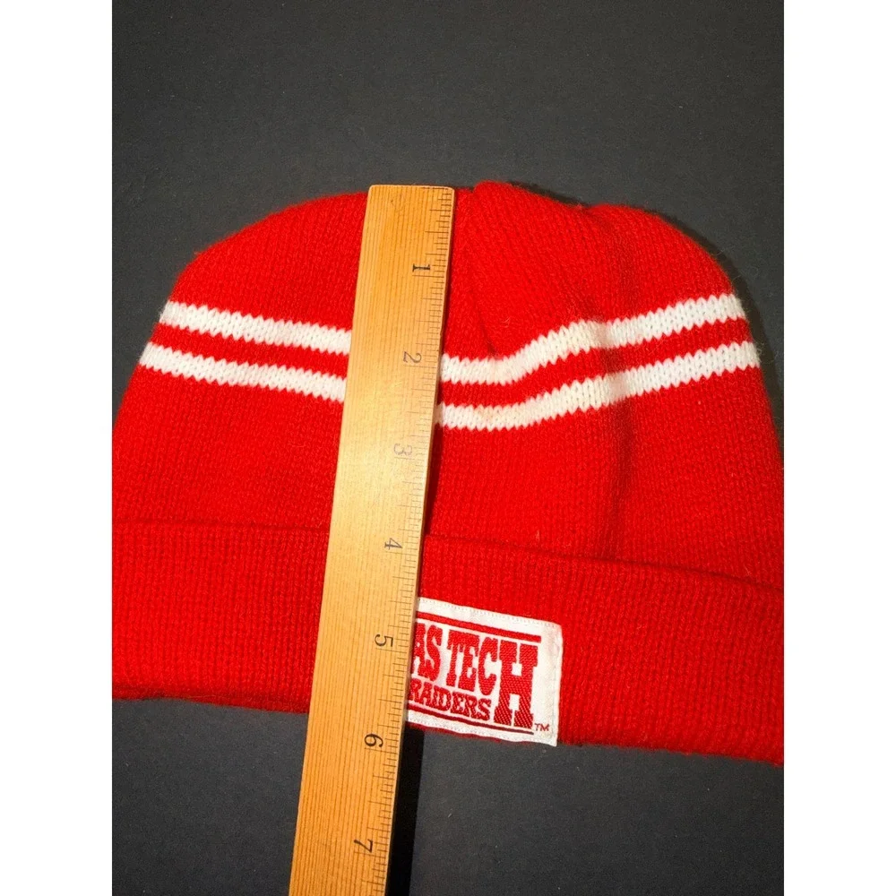 Vintage Lil Fan Texas Tech Red Raiders Beanie Striped Knit Cap USA Sz 2-7